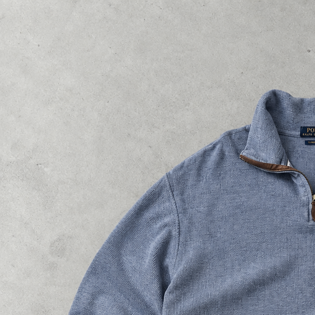 Ralph Lauren Half-Zip Sweater Hellblau Rare (XL) Stitched Logo
