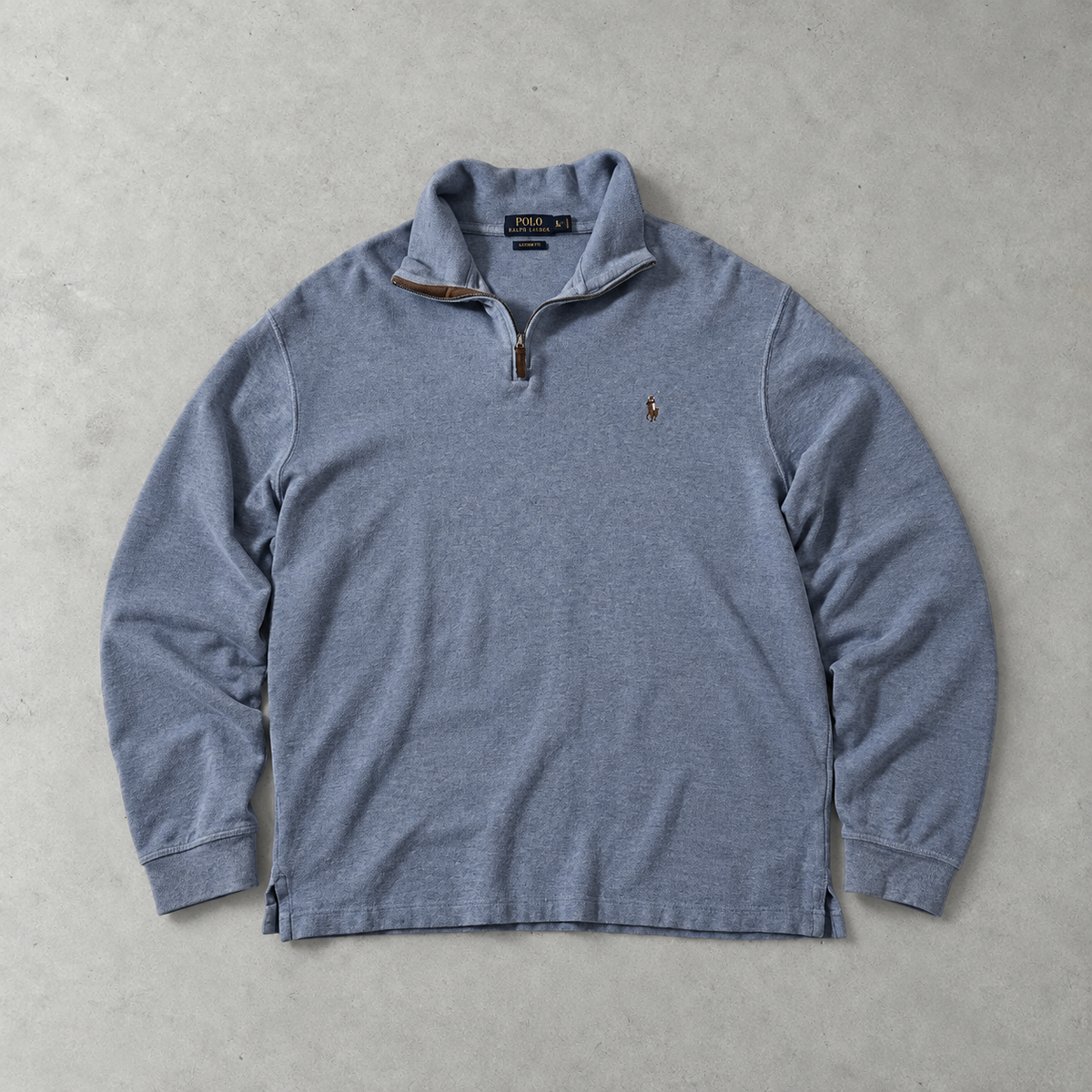 Ralph Lauren Half-Zip Sweater Hellblau Rare (XL) Stitched Logo