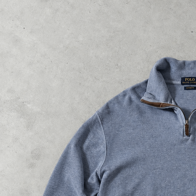 Ralph Lauren Half-Zip Sweater Hellblau Rare (XL) Stitched Logo