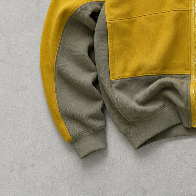 Adidas Fleece Jacket Senffarben Rare (M) Stitched Logo