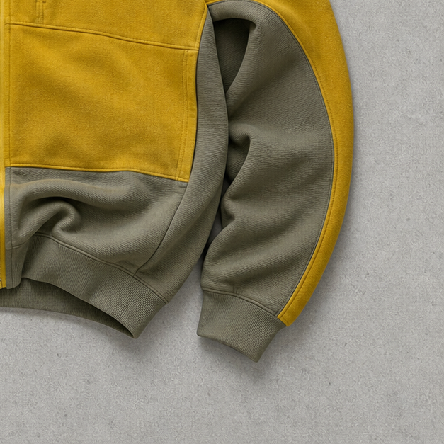 Adidas Fleece Jacket Senffarben Rare (M) Stitched Logo