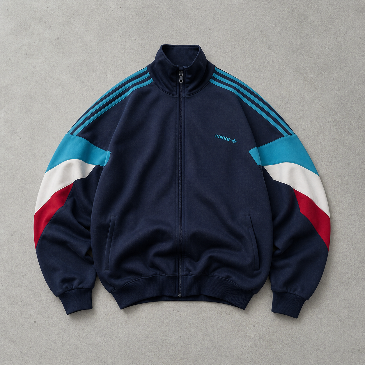 90s Adidas Track Jacket Marineblau Rare (M) Stitched Logo
