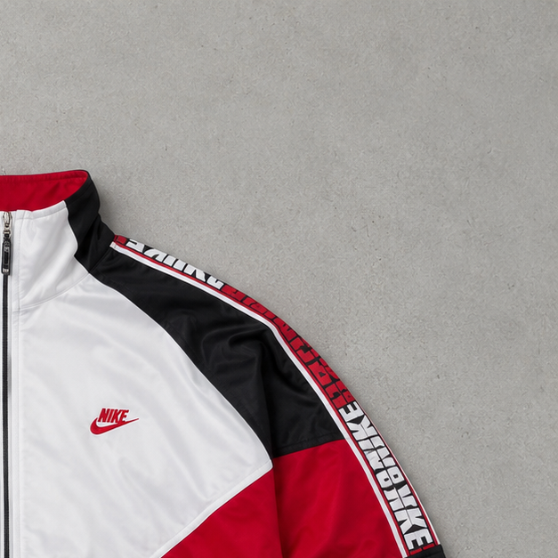 90s Nike Track Jacket Weiß, Rot Limited Stitched Logo (M)