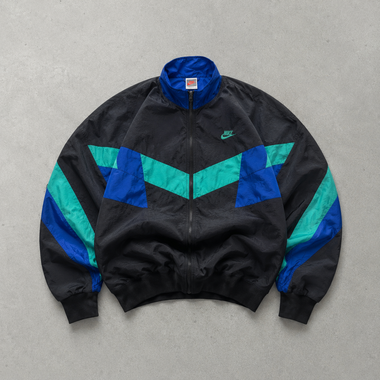 90s Vintage Nike Windbreaker Black, Blue Rare (XS) Stitched Logo