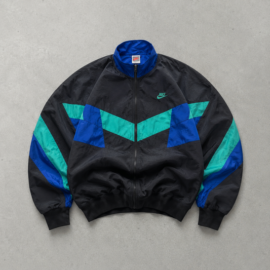 90s Vintage Nike Windbreaker Black, Blue Rare (XS) Stitched Logo