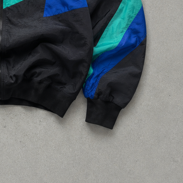 90s Vintage Nike Windbreaker Black, Blue Rare (XS) Stitched Logo