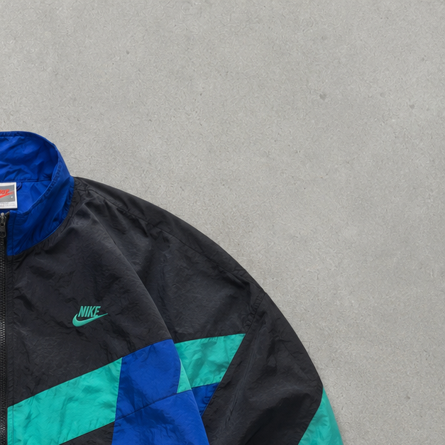 90s Vintage Nike Windbreaker Black, Blue Rare (XS) Stitched Logo