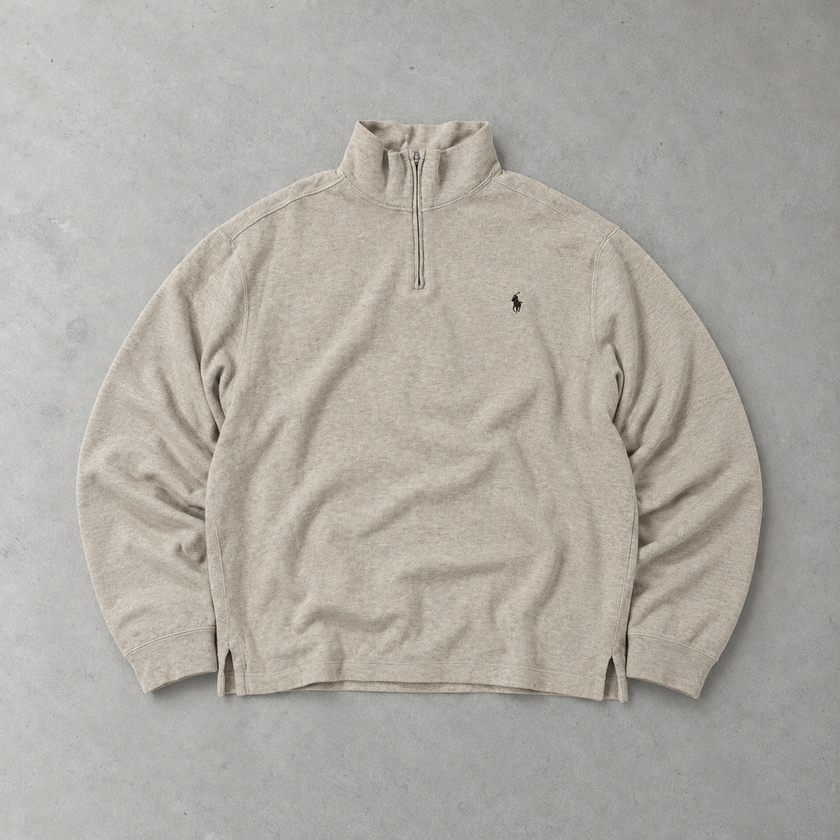 Ralph Lauren Half-Zip Sweater Creme, Beige Rare (XXL) Stitched Logo