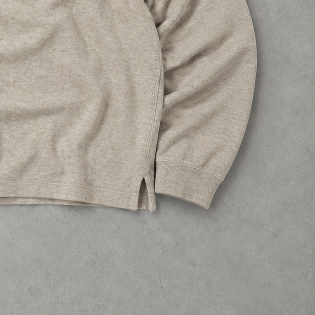 Ralph Lauren Half-Zip Sweater Creme, Beige Rare (XXL) Stitched Logo