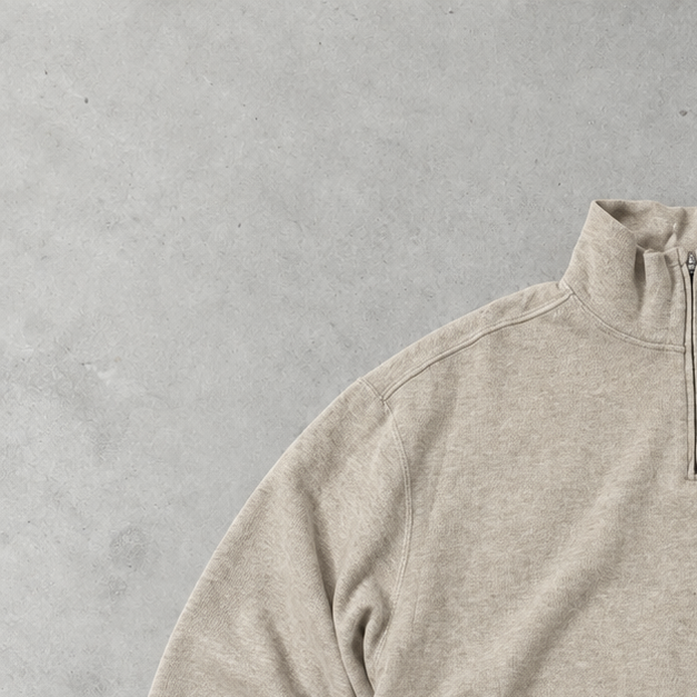 Ralph Lauren Half-Zip Sweater Creme, Beige Rare (XXL) Stitched Logo