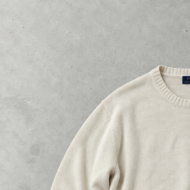 Polo Ralph Lauren Sweater Creme Rare (XXL) Stitched Logo