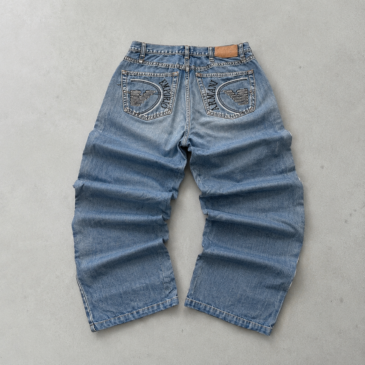 Y2K Emporio Armani Jeans Blau, Marineblau Rare Stitched Logo (M)