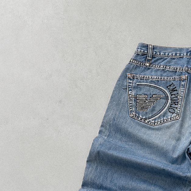 Y2K Emporio Armani Jeans Blau, Marineblau Rare Stitched Logo (M)