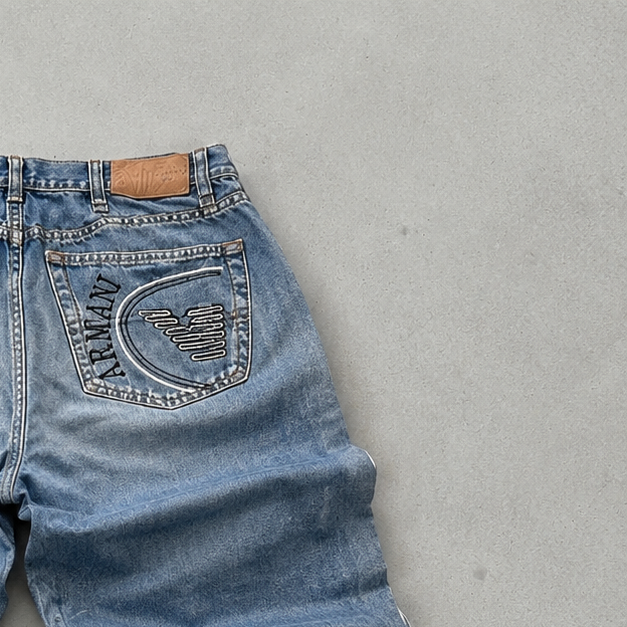 Y2K Emporio Armani Jeans Blau, Marineblau Rare Stitched Logo (M)