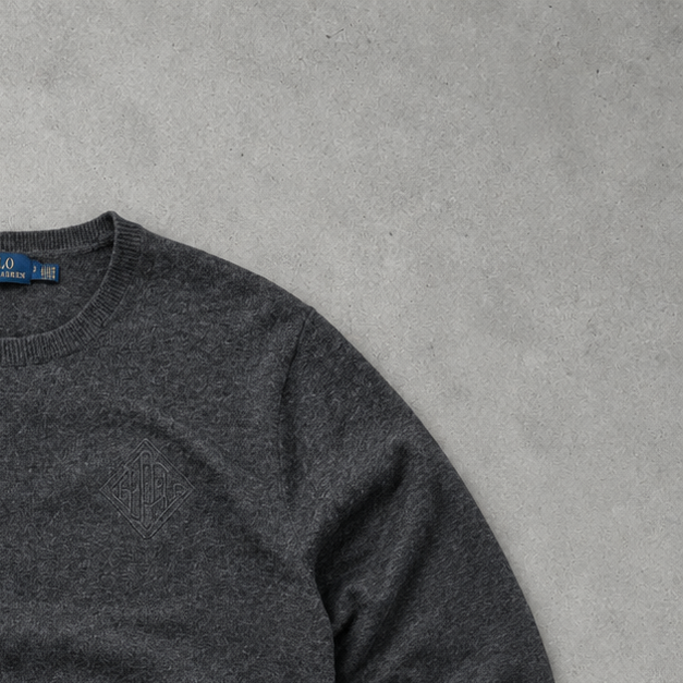 Y2K Polo Ralph Lauren Sweater Grau Rare (S) Stitched Logo