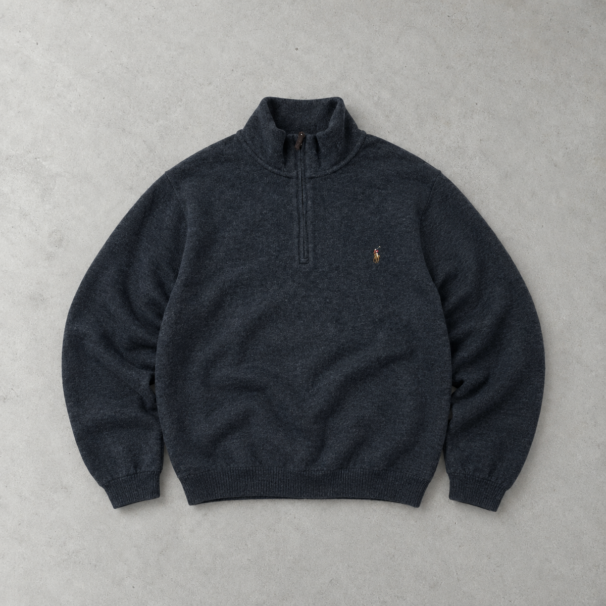 Ralph Lauren Half-Zip Sweater Grau Rare (XXL) Stitched Logo