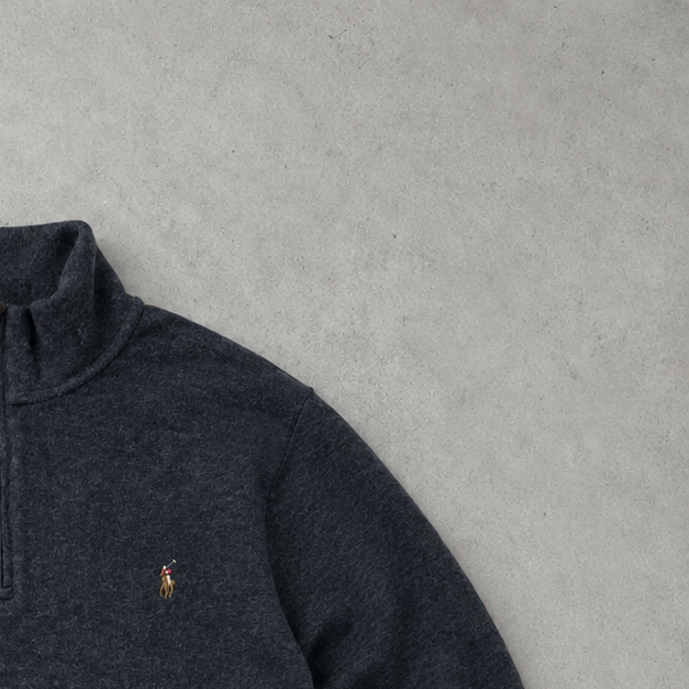 Ralph Lauren Half-Zip Sweater Grau Rare (XXL) Stitched Logo
