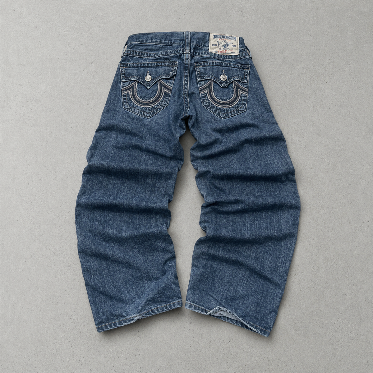 Y2K 2000s 2000 Vintage True Religion Straight Fit Jeans Marineblau Rare (S)