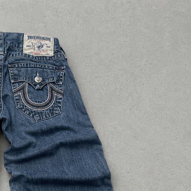 Y2K 2000s 2000 Vintage True Religion Straight Fit Jeans Marineblau Rare (S)