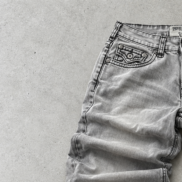 Y2K True Religion Straight Jeans Grey Rare (W30 | DE 46)