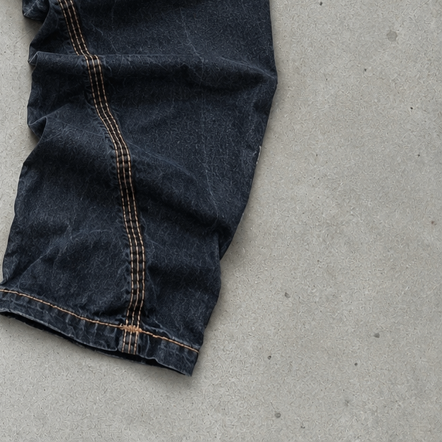 Y2K True Religion Baggy Jeans Black Rare Stitched Logo (M)