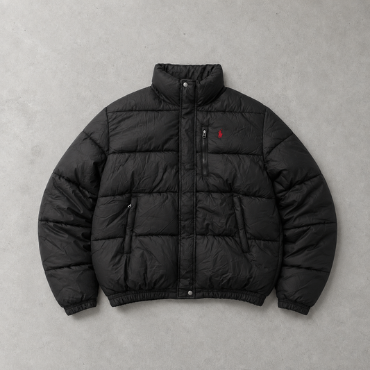 Polo Ralph Lauren Hoodie Schwarz, Rot Rare Stitched Logo (M)