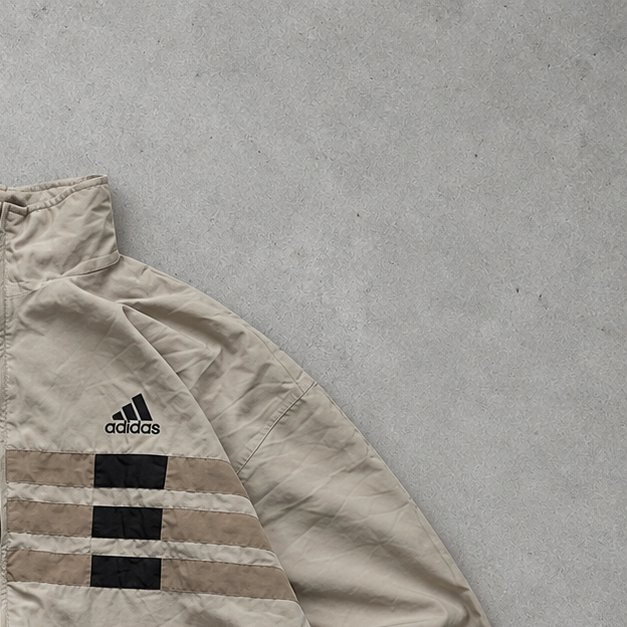 Y2K Adidas Windbreaker Beige Rarität (XL) Gesticktes Logo