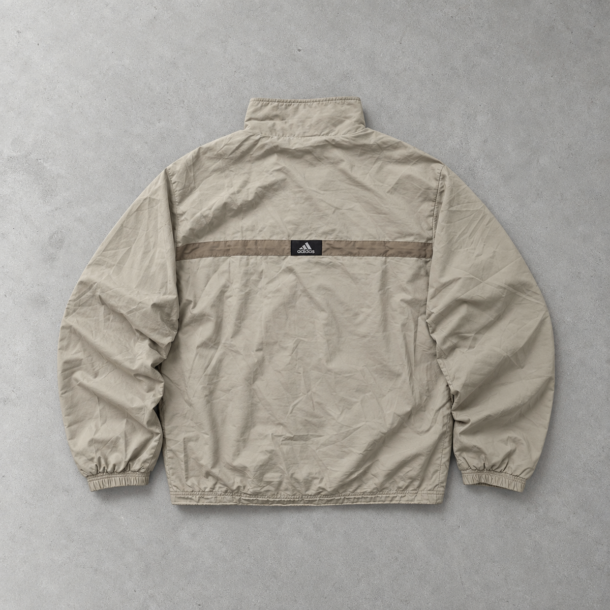 Y2K Adidas Windbreaker Beige Rarität (XL) Gesticktes Logo