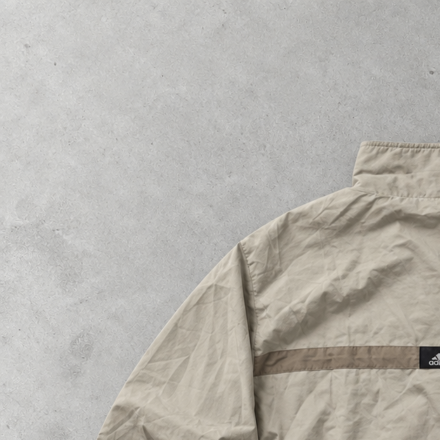 Y2K Adidas Windbreaker Beige Rarität (XL) Gesticktes Logo