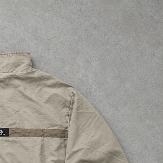 Y2K Adidas Windbreaker Beige Rarität (XL) Gesticktes Logo