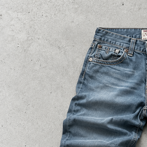 Y2K True Religion Jeans Light Blue Limited Stitched Logo (M)