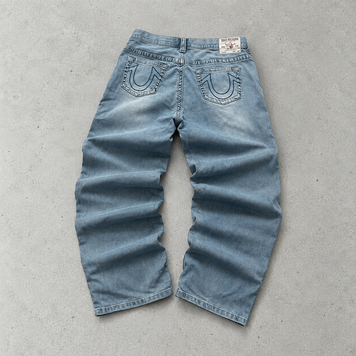 Y2K True Religion Jeans Light Blue Limited Stitched Logo (M)