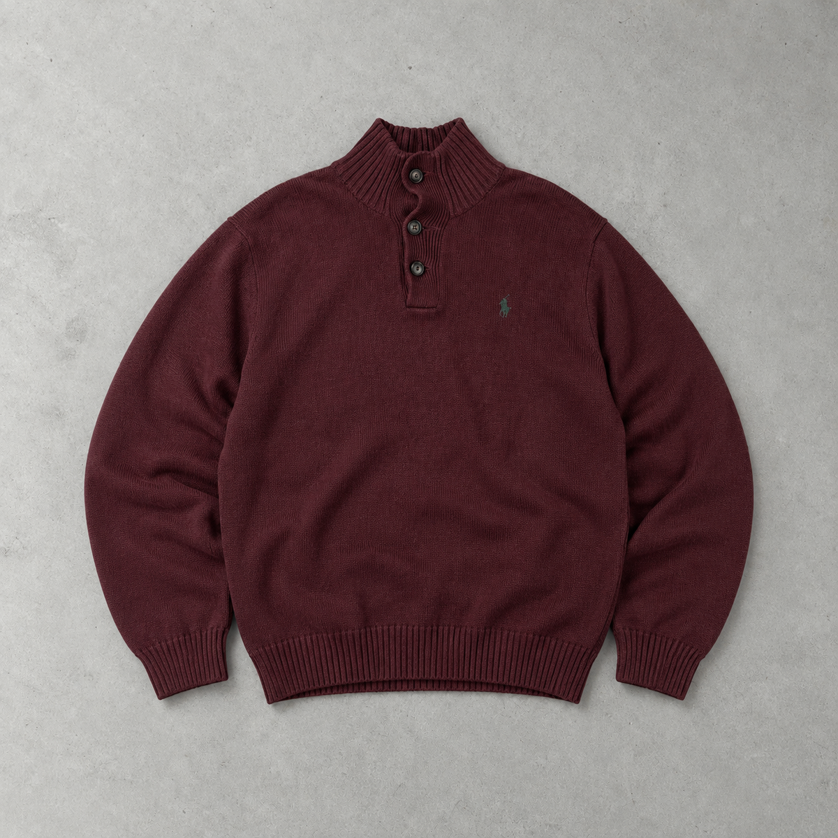 Ralph Lauren Sweater Burgunderrot Rare (M) Stitched Logo
