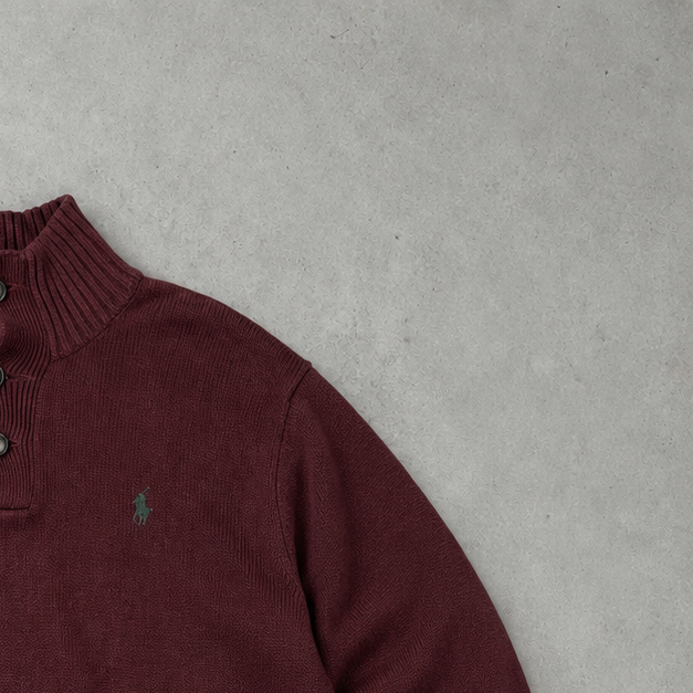 Ralph Lauren Sweater Burgunderrot Rare (M) Stitched Logo