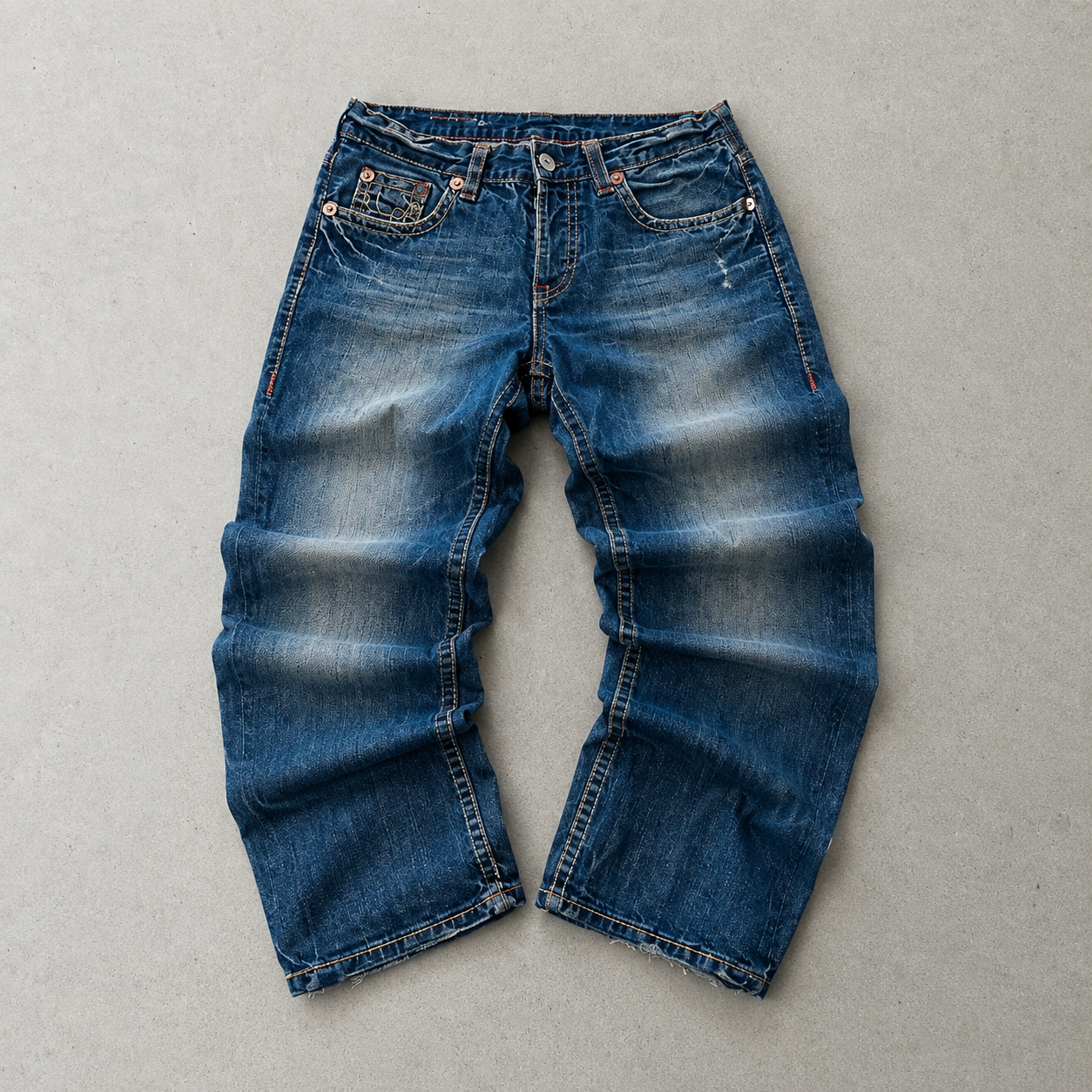 Y2K True Religion Jeans Blau, Rot Limited (W34 | DE 50)