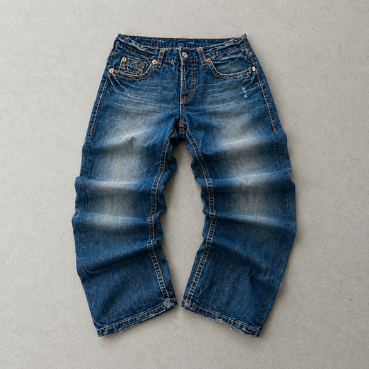 Y2K True Religion Jeans Blau, Rot Limited (W34 | DE 50)