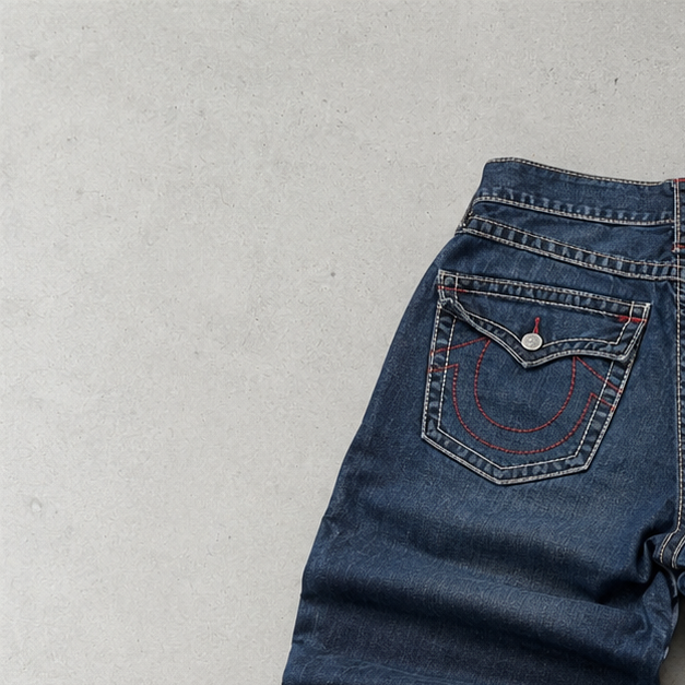 Y2K True Religion Jeans Marineblau, Rot Limited (W31 | DE 46)