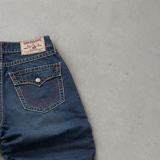 Y2K True Religion Jeans Marineblau, Rot Limited (W31 | DE 46)