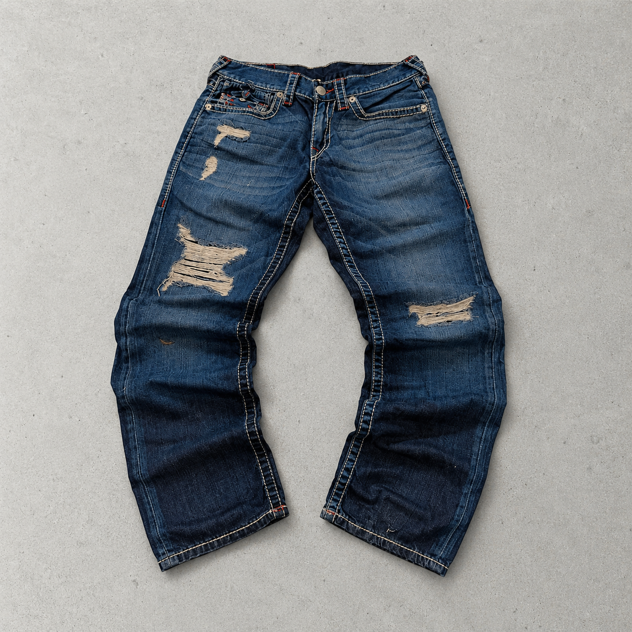 Y2K True Religion Jeans Marineblau, Rot Limited (W31 | DE 46)