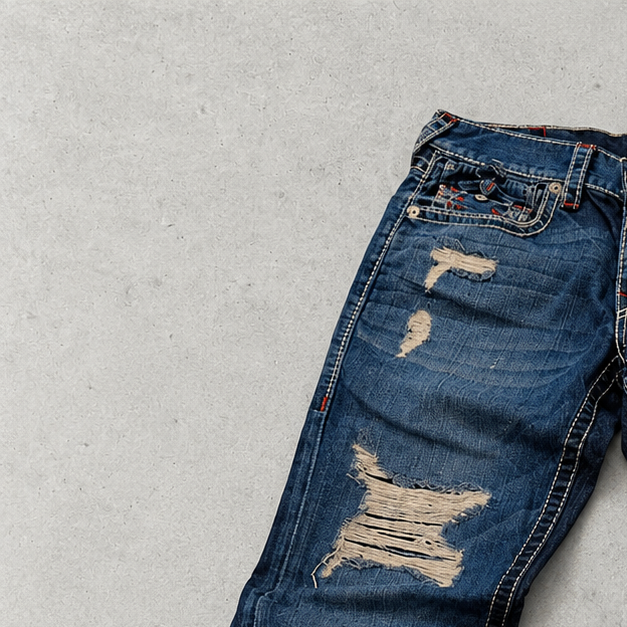 Y2K True Religion Jeans Marineblau, Rot Limited (W31 | DE 46)
