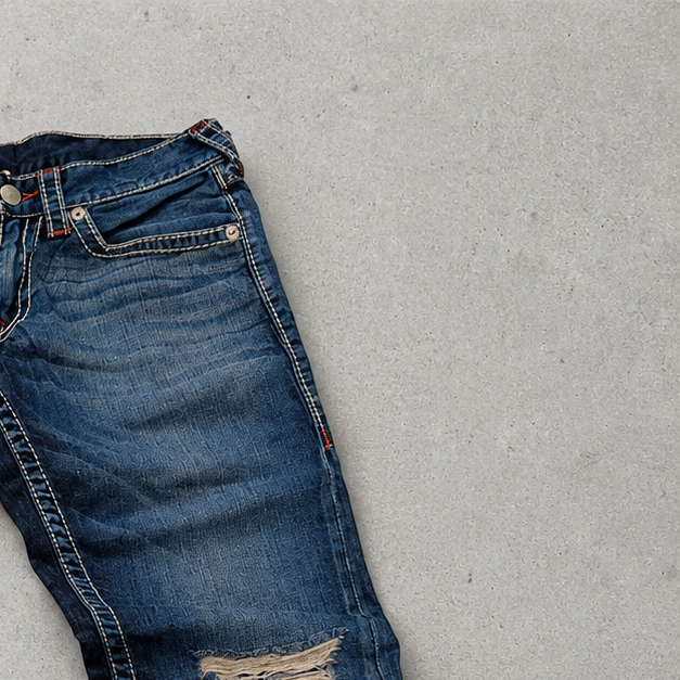 Y2K True Religion Jeans Marineblau, Rot Limited (W31 | DE 46)