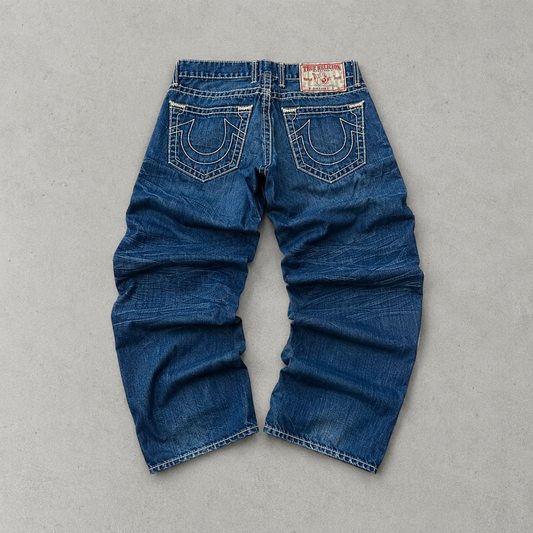 Y2K True Religion Jeans Blau, Weiß Limited (M)