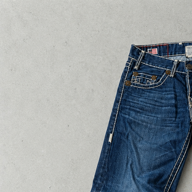 Y2K True Religion Jeans Blau, Weiß Limited (M)