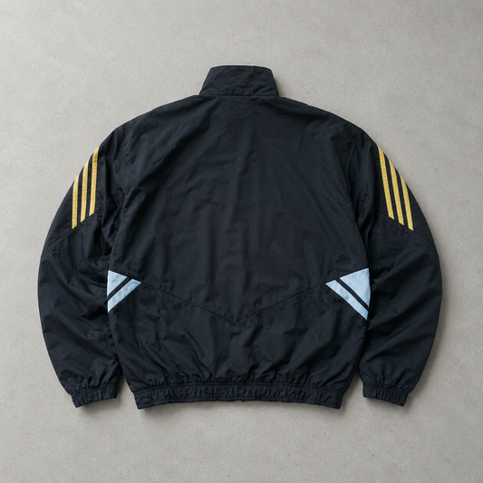 Juventus Turin 80s 90s Y2K Adidas Rain Jacket Schwarz, Gelb Limited (Size XL)