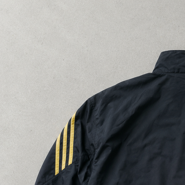 Juventus Turin 80s 90s Y2K Adidas Rain Jacket Schwarz, Gelb Limited (Size XL)