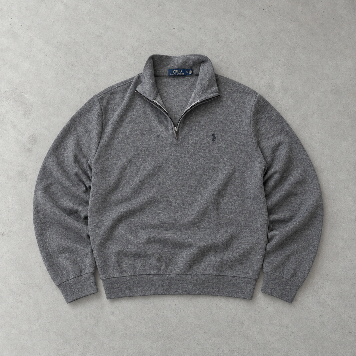 Ralph Lauren Half-Zip Sweater Grau Rare (L) Stitched Logo