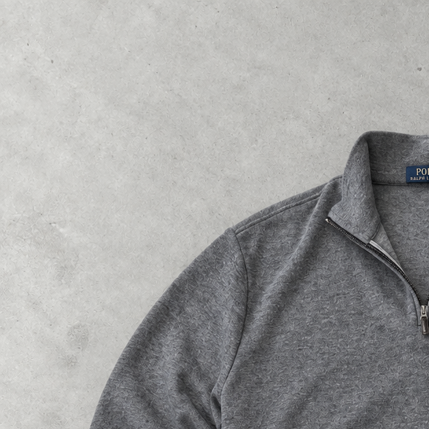 Ralph Lauren Half-Zip Sweater Grau Rare (L) Stitched Logo