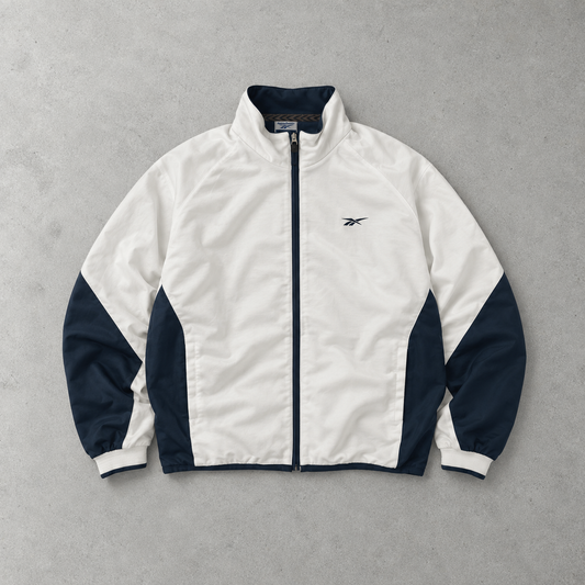 Y2K Reebok Track Jacket Weiß, Dunkelgrün Limited Stitched Logo (L)