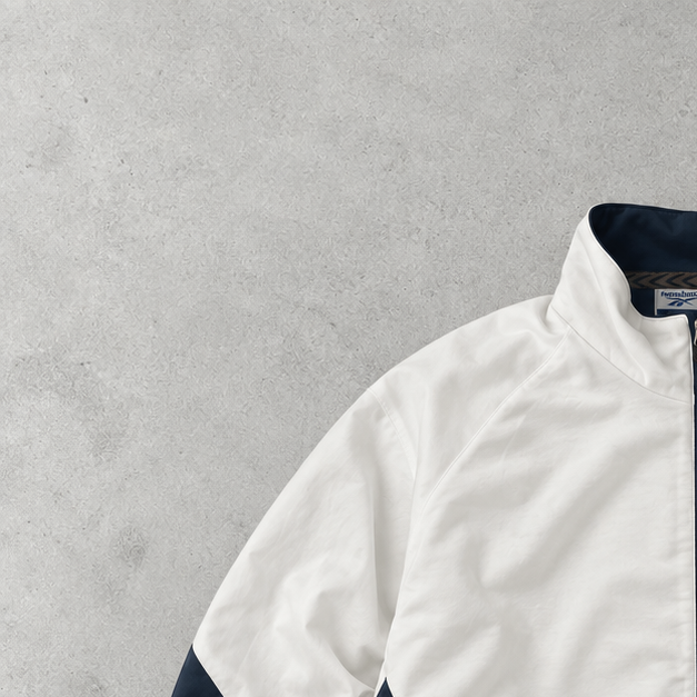 Y2K Reebok Track Jacket Weiß, Dunkelgrün Limited Stitched Logo (L)
