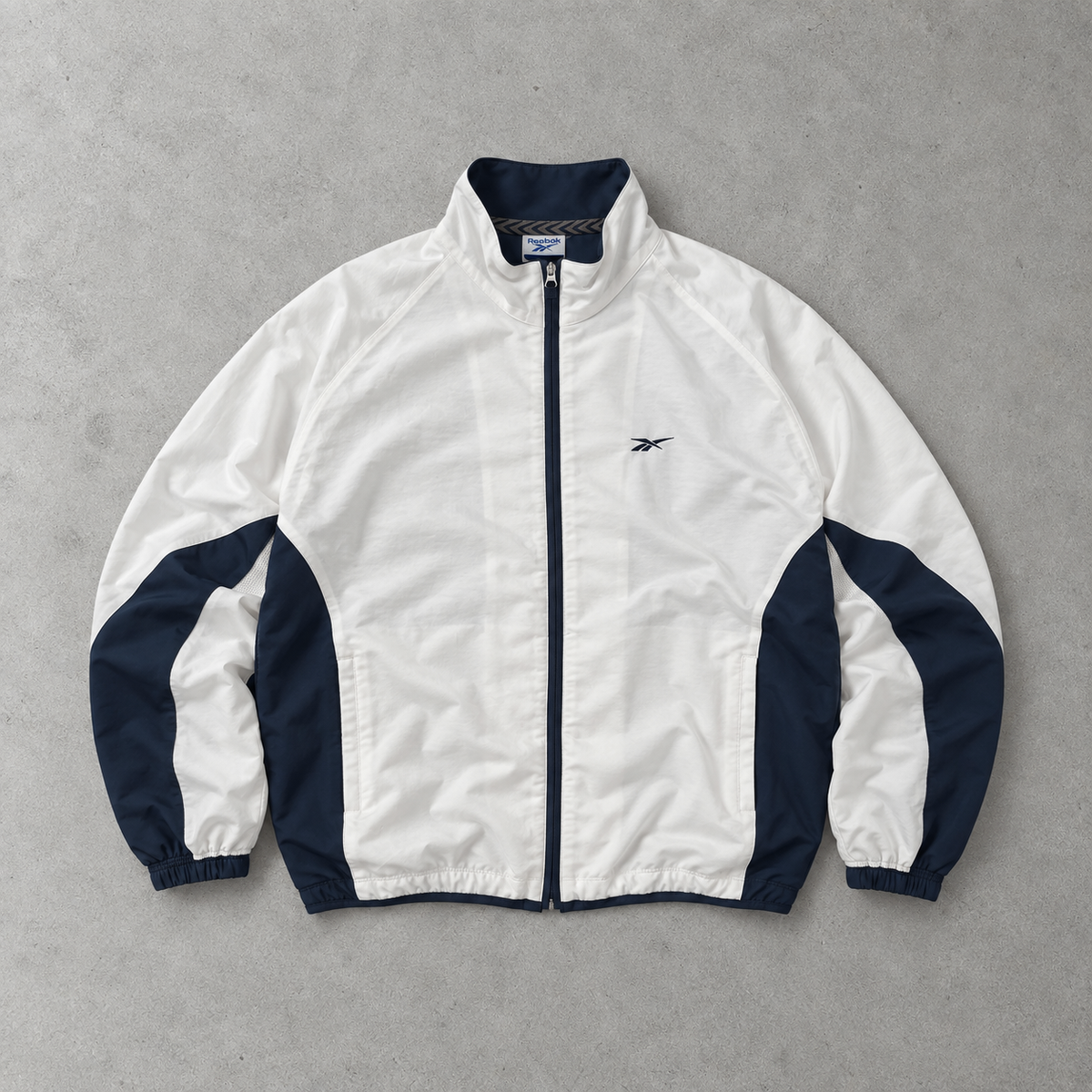 Y2K Reebok Track Jacket Weiß, Dunkelgrün Limited Stitched Logo (L)